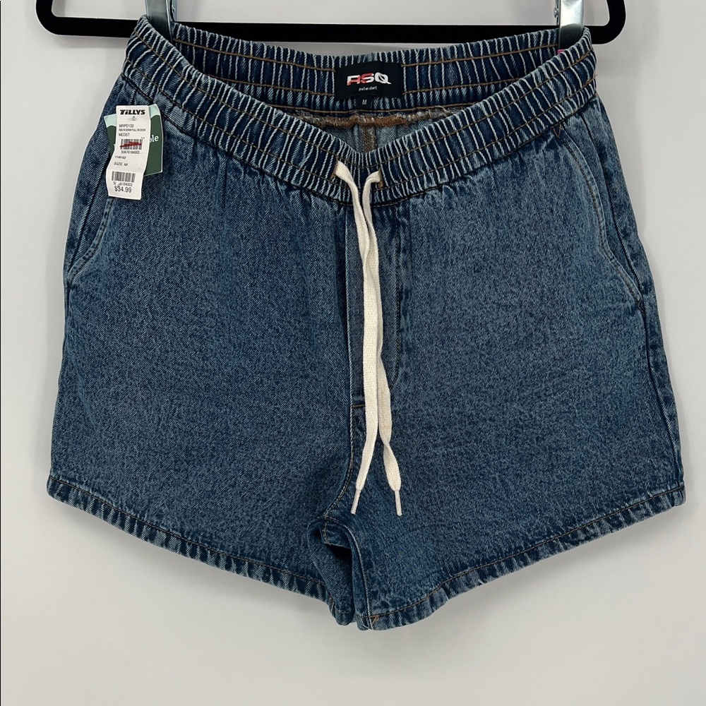 RSQ Dark Blue Jean Shorts with Drawstring Men’s Medium